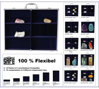 Pins ALU Sammelvitrinen Maxi Pulsanti 510x440x75mm Blu Velluto Safe 5777SP