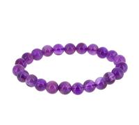 Minéraux et Cristaux Questo bracciale in ametista è realizzato in pietra naturale, disponibile in perle da 6, 8 o 10 mm. Tutti i nostri braccialetti sono garantiti vera pietra e di qualità AA o AAA