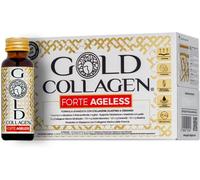 GOLD COLLAGEN Forte Ageless - Collagene Integratore Antirughe Antiossidante Riduce Linee Sottili con Biotina Crescita Capelli, Vitamina C, Collagene Marino con Acido Ialuronico Plumper, 10x50 ml