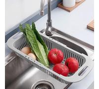 MineSign Scolapasta estensibile da posizionare sopra il lavello, Cestello Lavaverdure, per frutta e verdura, cestello di scarico regolabile per lavello da cucina (grigio)