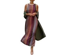 Minetom Abito Lungo Donna Eleganti Stampa Floreale Vestito con Scialle Cardigan Completo Due Pezzi Sera Festa Cocktail Vestiti A Viola L