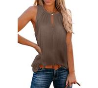 Minetom Canottiere da Donna Estive Canotta Tinta Unita Elegante a Maniche Scollo a V Camicia Casual Leggera Camicetta e Spalle Scoperte T-Shirt Maglietta Sexy Tank Top A Marrone M