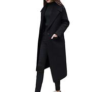 Minetom Donna Cappotto Elegante Giacca Lunga da Lavoro Ufficio Blazer Manica Lunga Trench Antivento Bottoni Slim Fit Parka C Nero 48