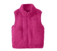 Minetom Donna Gilet Da Teddy Pile Collo Alto Senza Maniche Giacca Morbido Smanicato Con Cerniera E Tasche Elegante Autunno Inverno Termico Leggero Caldo A Rosa Rosso XL