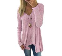 Minetom Maglione Donna Manica Lunga V-Collo Maglioni Di Maglia Wrap Croce Maglieria Knitted Pullover Tops Elegante Autunno Inverno Pink IT 42