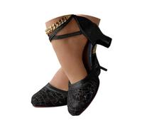 Minetom Scarpe da Ballo Latino per Donna Paillettes Sala da Ballo Partito Salsa Danza Pratica Prestazioni Sandali Scarpe col Tacco A Nero 5 CM 40 EU