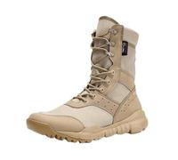 Minetom Stivali Militari Uomo Scarponi Tattici Anfibi Leggeri Da Combattimento Stivaletti Moto Boots Con Lacci A1 Cachi 46 EU