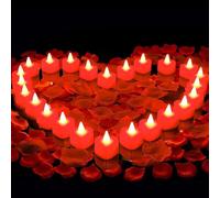 Mineup 24 Candele LED a Forma di Cuore Romantico e 2000 Petali di Rosa - Candele LED per Feste, Matrimonio, San Valentino