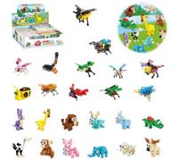 Mineup 24 Pack Regalini Fine Festa Compleanno Invitati, 3 IN 1 Animali Blocchi Da Costruzione Gioco Costruire, Mini Blocchi Costruzione Animali Festa Compleanno Natale Bambini 4-12 Anni