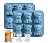 Mineup 2PCS Mini Highland Cow Ice Cube Mold, 3D Cute Highland Cow Silicone Ice Cube Tray, Stampo in Silicone Mucche Delle Highlan, Per Cioccolato, Caramelle, Gelatine, Cocktail, Whisky, Caffè