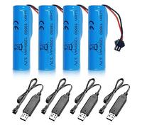 Mineup 4 PCS Batterie Li-ion 3.7V 1200mAh Chargeur USB SM-2P Plug, Batteria Agli ioni di Litio Remplacement pour Véhicules RC Bateau Réservoir Navire Robot Voltige Automobile