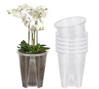 Mineup 6 Pieza Vaso Orchidea Trasparente, 10cm Vaso di Orchidea Trasparente Giardinaggio, Vaso Trasparente per Orchidee, Vasi per Orchidee Trasparenti, Vaso Orchidee Plastica per Giardino Balcone
