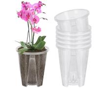 Mineup 6 Pieza Vaso Orchidea Trasparente, 12cm Vaso di Orchidea Trasparente Giardinaggio, Vaso Trasparente per Orchidee, Vasi per Orchidee Trasparenti, Vaso Orchidee Plastica per Giardino Balcone