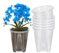 Mineup 6 Pieza Vaso Orchidea Trasparente, 14cm Vaso di Orchidea Trasparente Giardinaggio, Vaso Trasparente per Orchidee, Vasi per Orchidee Trasparenti, Vaso Orchidee Plastica per Giardino Balcone