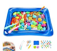 Mineup 60 Pezzi Giocattolo Di Pesca Magnetico, Gioco Di Pesca a Linea Bambino, Galleggiante Pesce Magnete Gioco Di Pesc Con 52 Piccoli Pesci, 2 Canne Da Pesc, 2 Retini, Per Piscine E Vasche Da Bagno