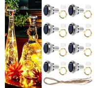 Mineup 8 Pcs Luci Della Bottiglia, 2m 20 LED Bottiglie a Energia Solare, Tappo Luci LED Bottiglia, Per Bottiglie Di Vino, Per Fai Da Te, Feste, Giardino, Matrimonio, Decorazione Per Interni Ed Esterni
