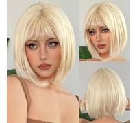 Mineup Biondo Bob Parrucca Con Frangetta, Bob Parrucche, Parrucca Corta Dritto Per Le Donne, Biondo Breve Dritto Capelli Parrucca Le Donne, Parrucche Per Donna Sintetico Parrucca Per Cosplay Quotidian