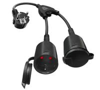 Mineup Doppia Spina per Presa, Cavo di Prolunga Con 2 Prese Schuko, Cavo di prolunga con contatto di protezione per esterni con Presa Doppia Schuko per presa, ufficio e casa, 1,5 mm², 250 V/16 A