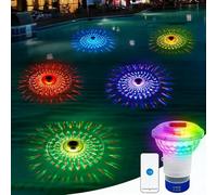 Mineup Galleggiante Cloro Piscina, Dosatore Cloro Piscina con Luce Solare LED, Luce per Piscina Solare Galleggiante, Rilascio Regolabile e Apertura Facile, Luce Solare, a LED 7 Colori, per Piscina