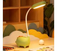 Mineup Lampada da Scrivania per Bambini, Lampada da Scrivania a Forma di Dinosauro, Lampada scrivania rechargeable par USB, protection des yeux, 3 couleurs, cadeau pour garçons et filles, verte