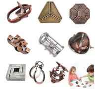 Mineup Rompicapo Metallo, 9pcs Metal IQ Puzzle Rompicapo Giocattolo, Blocco Sblocco Puzzle ad Incastro, Rompicapo in Metallo e puzzle Set, Giocattoli Educativo Intelligenza per Adulti Adolescenti