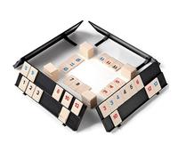 Mineup Rummy Gioco da Tavola, Rummy Okey Con Numeri, 114 pezzi e 4 supporti, Gioco Da Tavolo Strategia, Gioco da Tavolo Rummy in Legno per 2-4 giocatori, adulti e famiglie