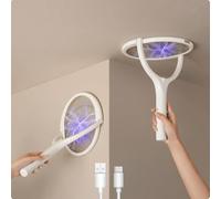 Mineup Testa Rotante Racchetta Zanzare Elettrica, Scacciamosche con Testa Rotante e Estensione Telescopica, Ammazza Zanzare Elettrico Paletta, Adatto per Casa Giardino Cucina Interni Esterni