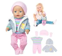 Mineup Vestiti per Bambole 43-48 cm, 5 PCS Vestiti per Bambole per New Baby Born Bambola, Vestiti Bambole Reborn, composto da cappotto, camicia, pantaloni e calzini per bambole
