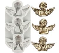 MINFEIDMS Stampi in silicone 3D a forma di angelo per fondente, cherubini e caramelle, per decorare torte, cupcake, pasta di gomma al cioccolato, argilla polimerica