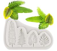 MINFEIDMS Stampi in silicone a forma di foglia di tartaruga hawaiana, foglia di palma, foglia di banana, cioccolato, stampo per caramelle, decorazione per torte, topper per cupcake, pasta di gomma