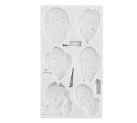 MINFEIDMS Stampi in silicone con personaggi horror, personaggi del film spaventoso, per Halloween, decorazione torte, cupcake, caramelle, cioccolato, pasta di gomma, argilla polimerica