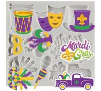 MINFEIDMS Stampi per fondente Mardi Gras, maschera in maschera, maschera di piume auto, stampi in silicone per carnevale, decorazioni per torte di zucchero, cupcake, caramelle, cioccolato, pasta di