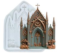 MINFEIDMS Stampo in silicone a forma di chiesa gotica, per fondente