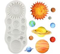 MINFEIDMS Stampo in silicone a forma di pianeti, Venere, Saturno, Marte, Giove, per decorare torte di zucchero, cupcake, caramelle, cioccolato, pasta di gomma, pasta polimerica