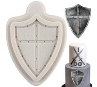 MINFEIDMS Stampo in silicone per fondente a forma di scudo battaglia, per decorare torte di zucchero, cupcake, pasta di gomma, caramelle, argilla polimerica