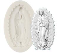 MINFEIDMS Stampo in silicone vergine Maria Madonna fondente per torta decorazione cupcake topper zucchero artigianato cioccolato caramelle gomma pasta polimero argilla