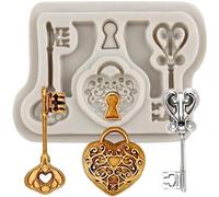 MINFEIDMS Stampo in silicone vintage a forma di chiave per cioccolato, per decorare torte di zucchero, cupcake, pasta di gomma, caramelle, argilla polimerica