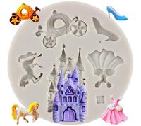 MINFEIDMS Stampo per fondente a forma di Cenerentola, in silicone, per decorare torte e cupcake, caramelle, cioccolato, pasta di gomma, pasta di gomma