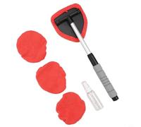 Minflora Pulitore per finestrini auto retrattile con testa girevole a 180°, in microfibra, con cuscinetti lavabili, manico lungo, strumento per la pulizia dei vetri interni ed esterni (rosa brillante)