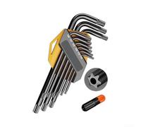 Minflora Set di chiavi esagonali con testa sferica lunga, misure SAE e metriche, per acciaio Cr-V con supporto, per riparazioni e manutenzione in officina fai da te (D)