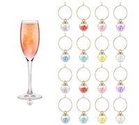 Minfuerang 16Pcs Ciondoli per Distinguere i Bicchieri da Vino, Segnabicchieri Marcatori di Ciondoli per Bicchieri di Vino, Segna Bicchieri Calici Charms per Feste,Cocktail,Champagne (Stile E)