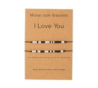 MINGCHENGCN 2 Pcs Ti amo Morse Code Bracciale Coppie Abbinamento, Bracciali Regolabile Amico Fidanzata Coppia Gioielli per Lui/Ragazze/Donna, 16 centimeters, Metallo Nylon