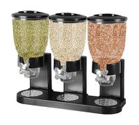 Mingchengheng Dispenser per cereali doppio - Dispenser per snack - Cereal Dispenser, dispenser per caramelle e cibo secco, dispenser per caramelle da 2 litri (nero: 3 scomparti)