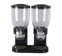 Mingchengheng Dispenser per cereali doppio - Dispenser per snack - Cereal Dispenser, dispenser per caramelle e cibo secco, 2 litri (nero)