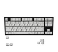 MiNGFi Set di Keycap PBT TKL Russo, Profilo Cherry, ANSI/ISO, Bianco | Stencil Industriale, 92 copritasti PBT incisi al laser, legende resistenti all'usura, TKL (87/88 tasti) e 60% (61/62 tasti)