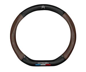 MINGFU Auto Coprivolante per Citroen C4 Cactus 2018-2020, Volante Coprivolante Cassa dello Sterzo Antiscivolo Copristerzo Auto Accessori,Type-D,Brown