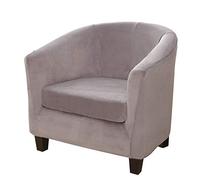 Mingfuxin 2 fodere per poltrona e divano, design 2 in 1, in velluto elasticizzato, antiscivolo, per poltrona, divano, poltrona e divano (grigio argento, velluto)