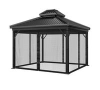 Mingfuxin - Zanzariera universale sostitutiva per gazebo, copertura per gazebo da esterno con zanzariera a 4 pannelli, pareti laterali con zip per gazebo da 3 x 3 m (solo zanzariera)