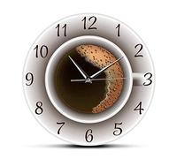 Minghunian Tazza di caffè con schiuma decorativa orologio da parete silenzioso decorazione caffetteria segno da parete orologio da parete stile caffè