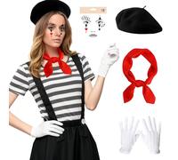 MINGJAY Costume Mimo,Costume da Artista Mimo Accessori,Costumes Carnevale Circo Mimos Accessori Set,Costumes Carnevale Donna Pantomima,Accessoris per Vestiti,per Halloween,Carnevales,Cosplay